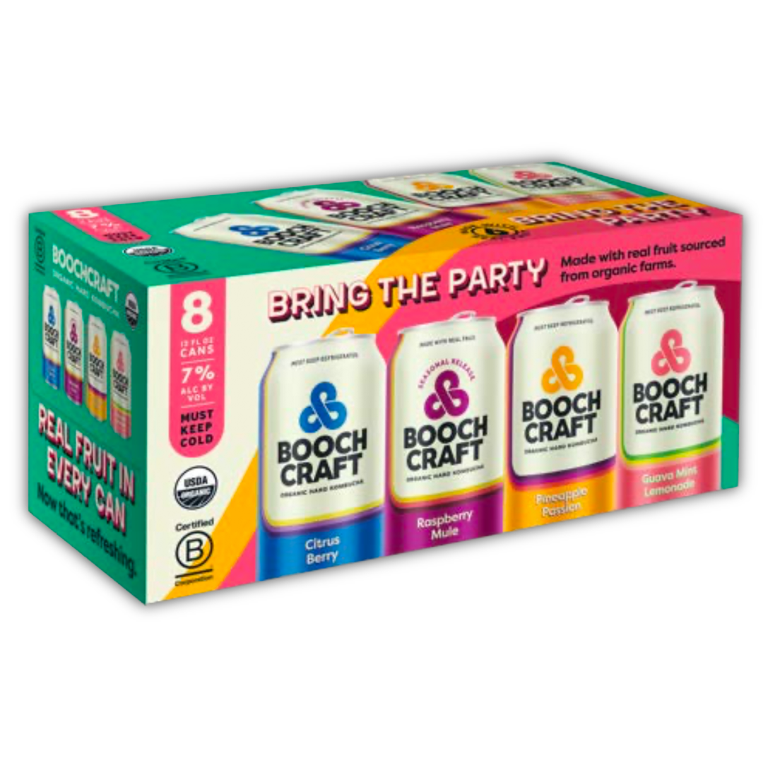 Boochcraft Hard Kombucha Bring The Party Variety 8 Pack Cans | The